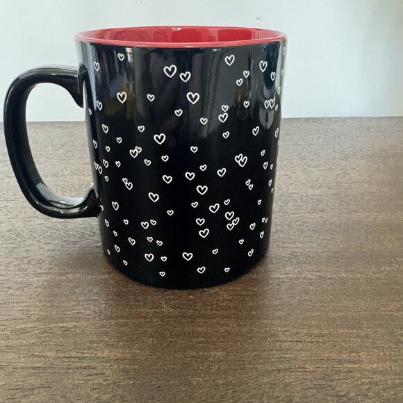 Disney Love Mickey Mouse Coffee Mug Black Tea Cup Valentine's Hearts Red Inside - Picture 11 of 11